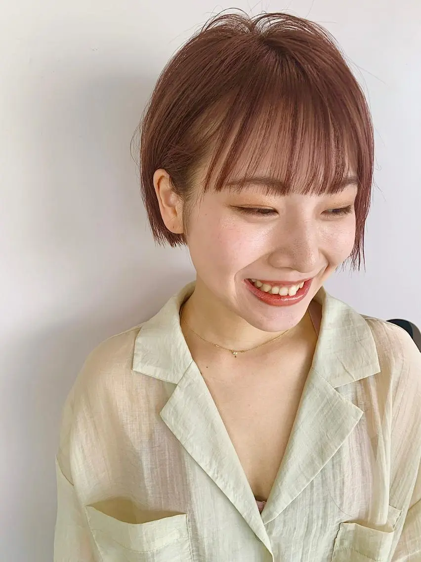ミディアム カラー パーマ ショートボブ ミディアムパーマ アディクシーカラー ブリーチ ケアブリーチ カット CEINE OURのヘアスタイル