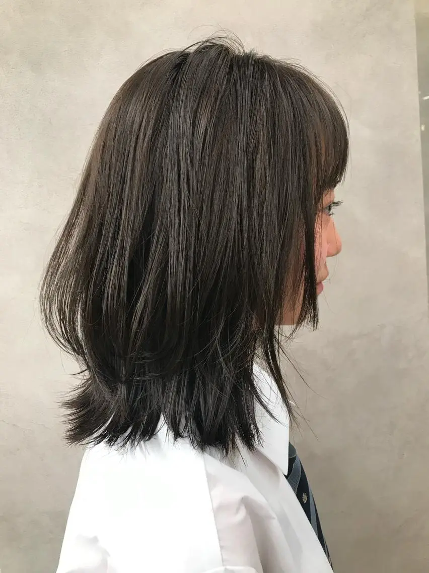 ミディアム ウルフカット 髪質改善縮毛矯正,ブ リーチ縮毛矯正KEIのヘアスタイル
