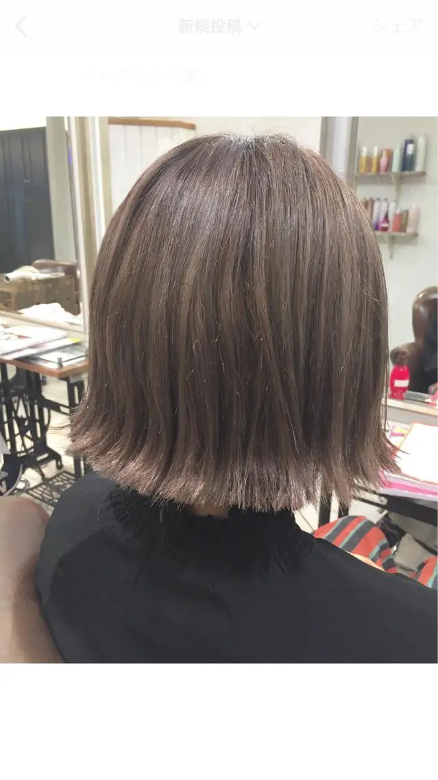 ショート ミディアム 切りっぱなしボブ ボブ 透明感・艶カラー/ 坂田友梨奈のヘアスタイル