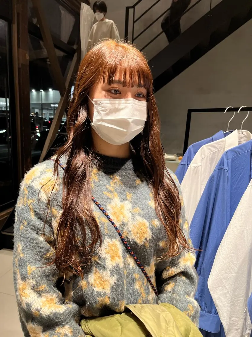 ロング カラー ブラウンカラー オレンジ オレンジブラウン 林 美優のヘアスタイル
