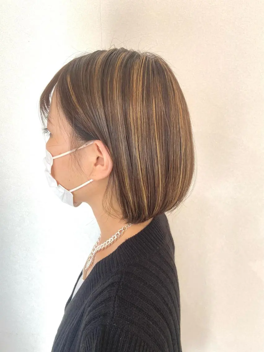 ショート カラー ハイライトカラー ボブ ハイライト アメリラブヘアー 土屋 洋平のヘアスタイル