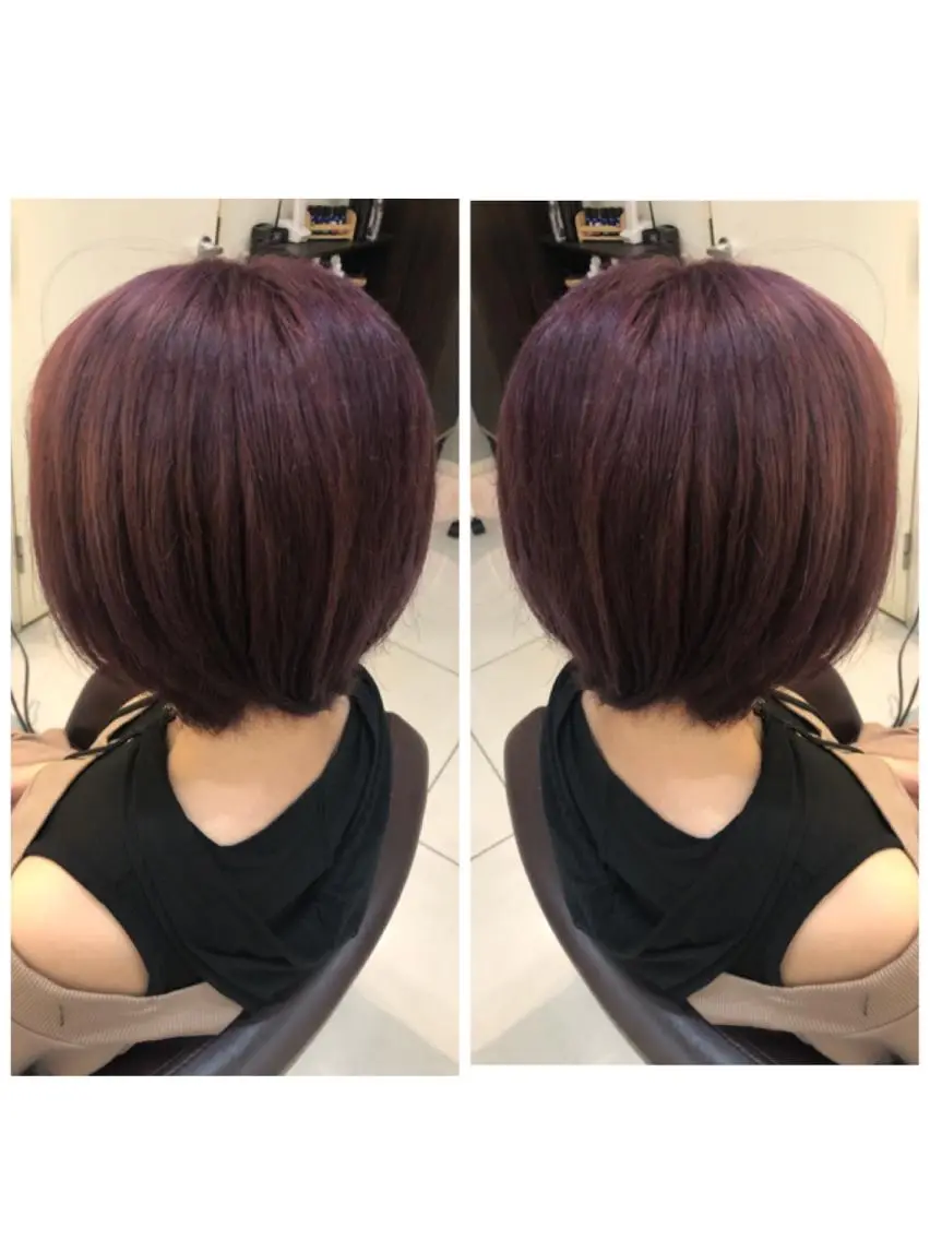 ショート カラー ブリーチ ピンクカラー バイオレットカラー 品田 真里のヘアスタイル