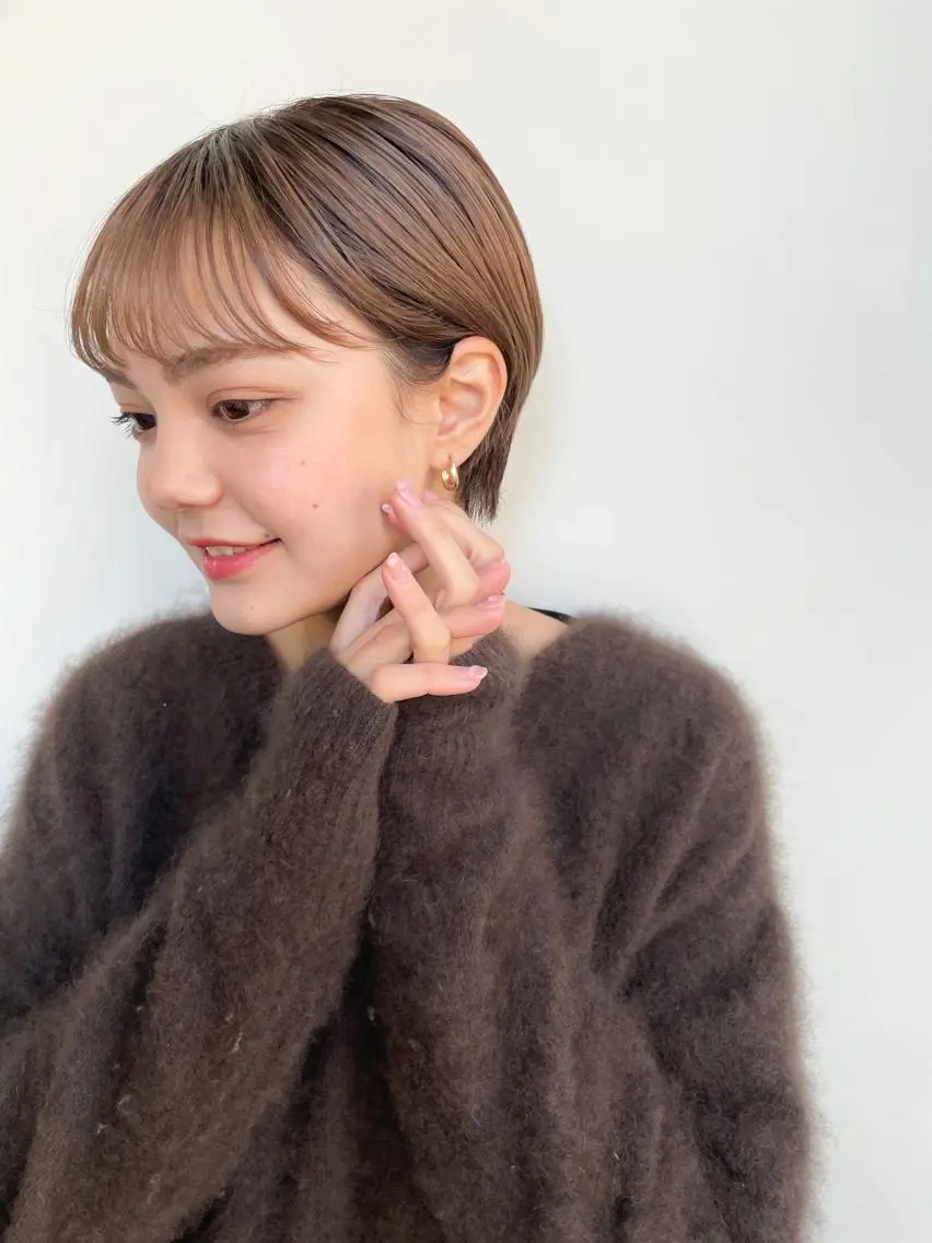 ショート カラー 丸みショート 透明感カラー ショートヘア カット ヘアカラー トリートメント Takuma Suzuki中目黒のヘアスタイル