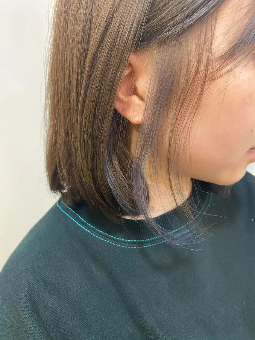 ミディアム カラー イヤリングカラー 加藤 優紗のヘアスタイル