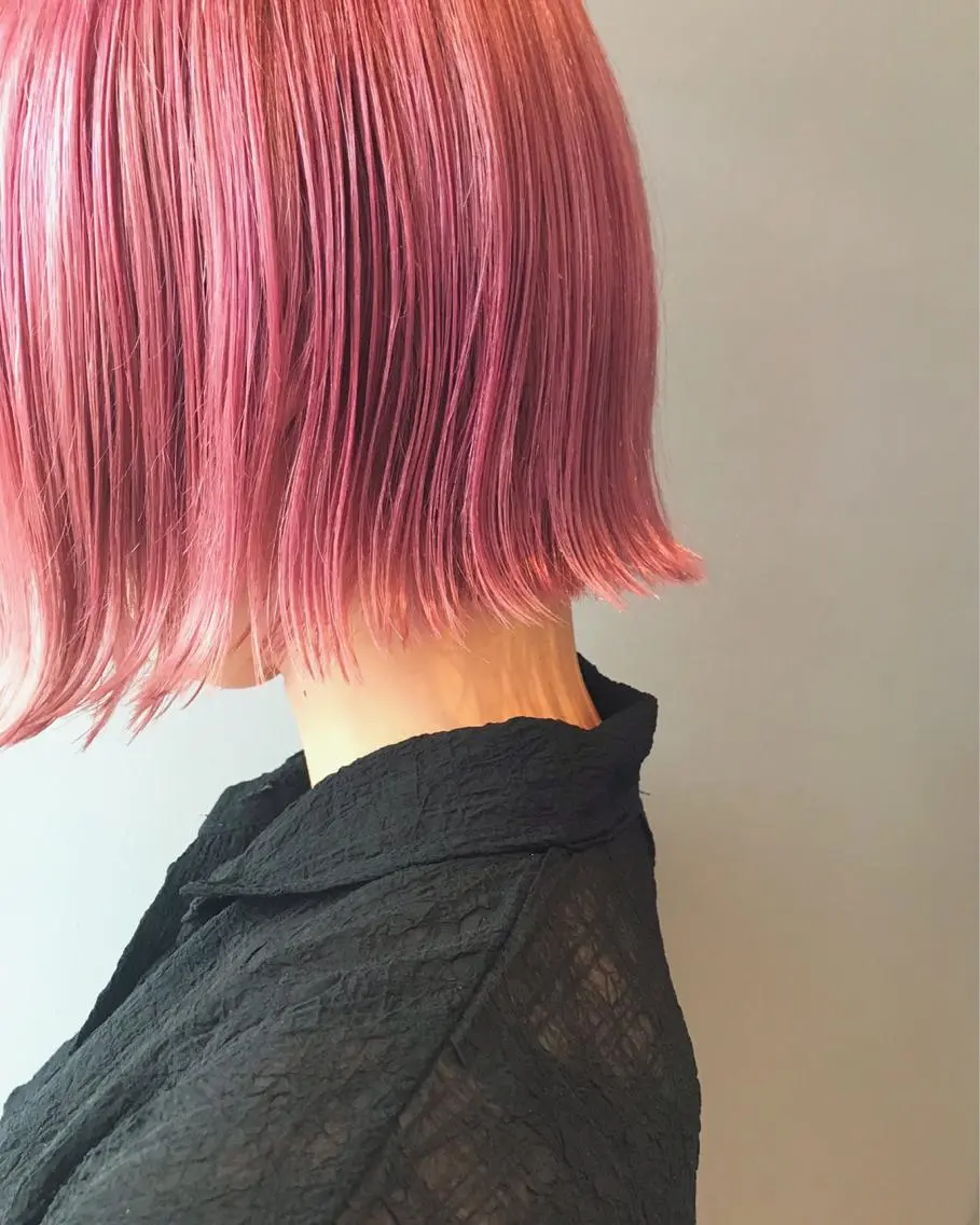 ショート カラー ヘアアレンジ ピンクカラー ヘアカラー トリートメント lani ブリーチ /ダブルカラーのヘアスタイル