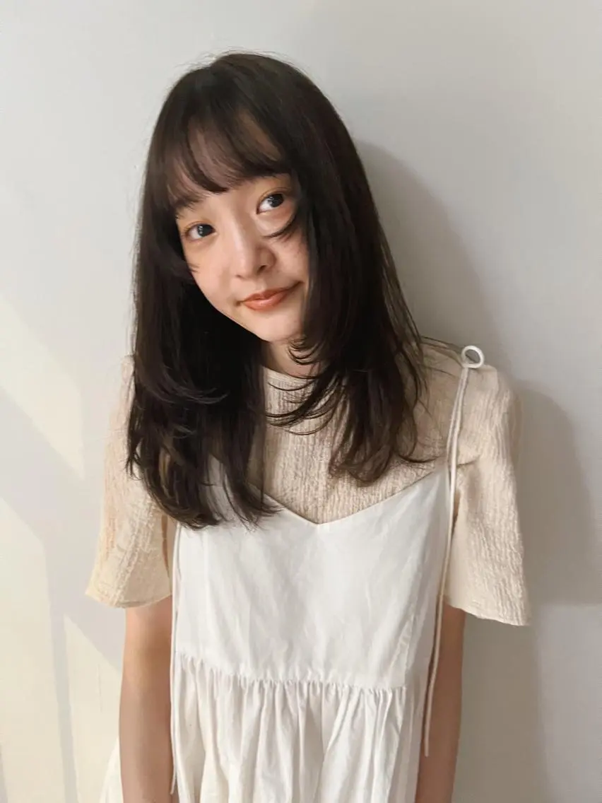 セミロング 顔まわりレイヤー レイヤーカット カット ヘアカラー 西山 紗耶香🪽 透明感カラー/ボブのヘアスタイル
