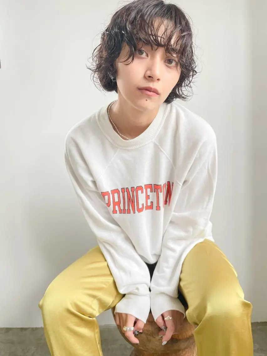 ミディアム カラー ミディアムパーマ アディクシーカラー ブリーチ ブロンド ブルーカラー カット ヘアカラー トリートメント CEINE PATHのヘアスタイル