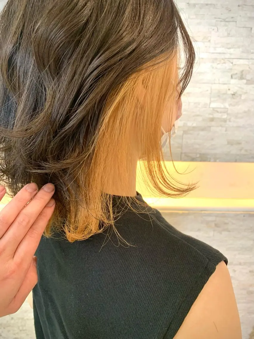 ミディアム カラー ヘアアレンジ ベージュカラー ブリーチ 🔶似合わせセンター パート/ヤス🔶のヘアスタイル