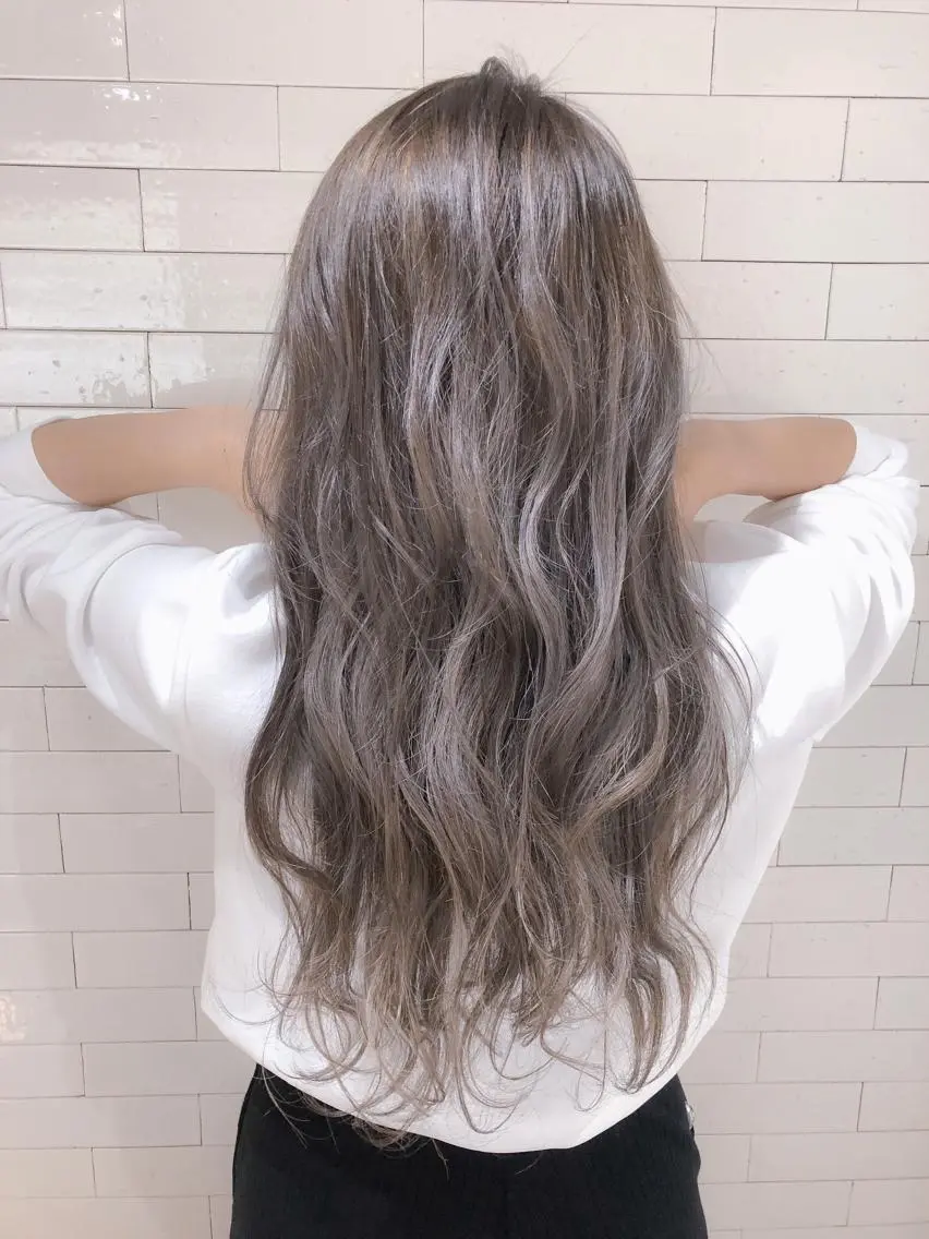 ロング カラー パーマ ヘアアレンジ アッシュ バレイヤージュ ブリーチ ケアブリーチ 透明感カラー ヘアカラー トリートメント バレイヤージュ 藤沢 ハイライト竹内ケンゴのヘアスタイル