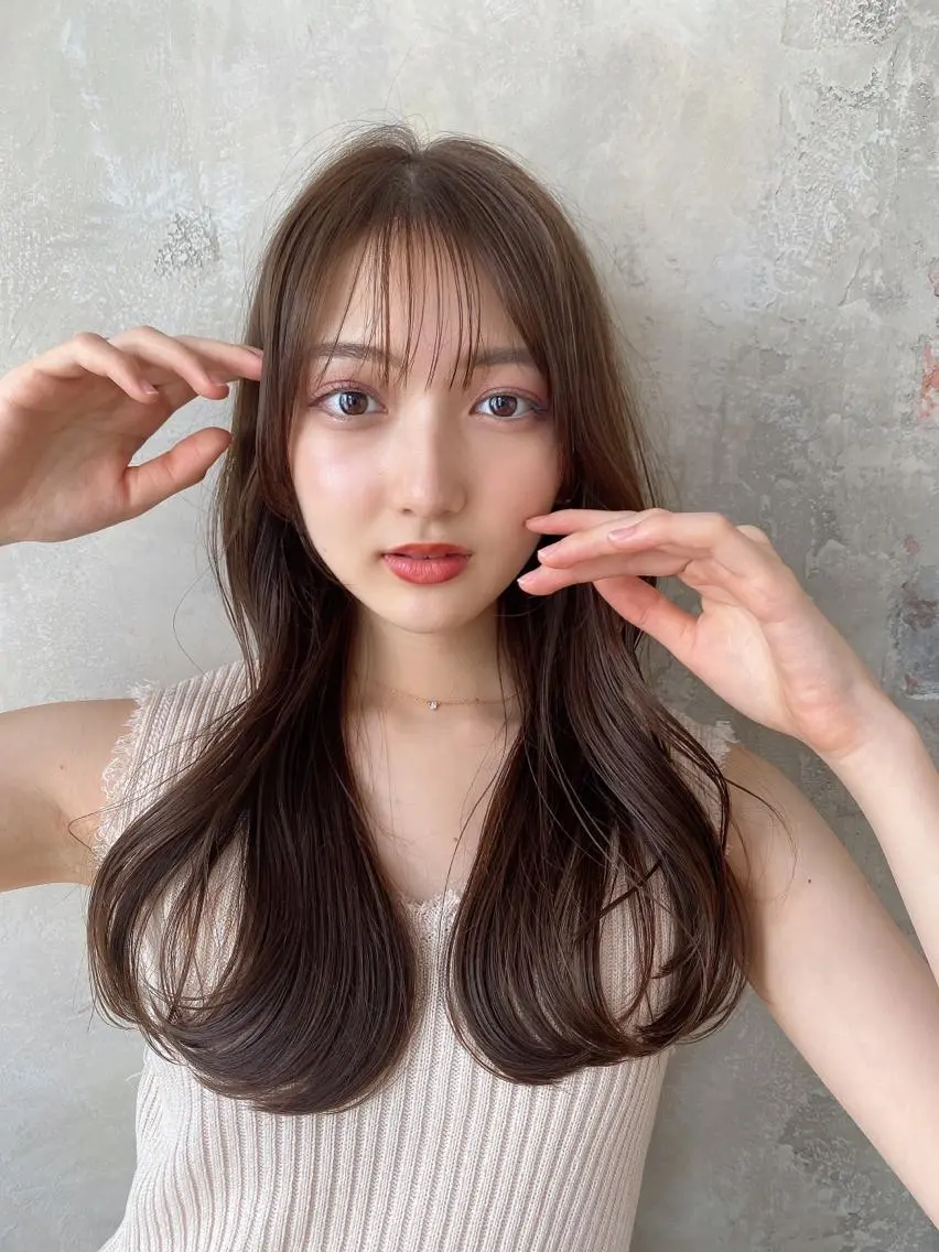 セミロング カラー ベージュカラー ブラウンカラー ブラウンベージュ くびれヘア 顔周りカット 顔周り/くびれヘア 韓国ヘア💕風間るなのヘアスタイル