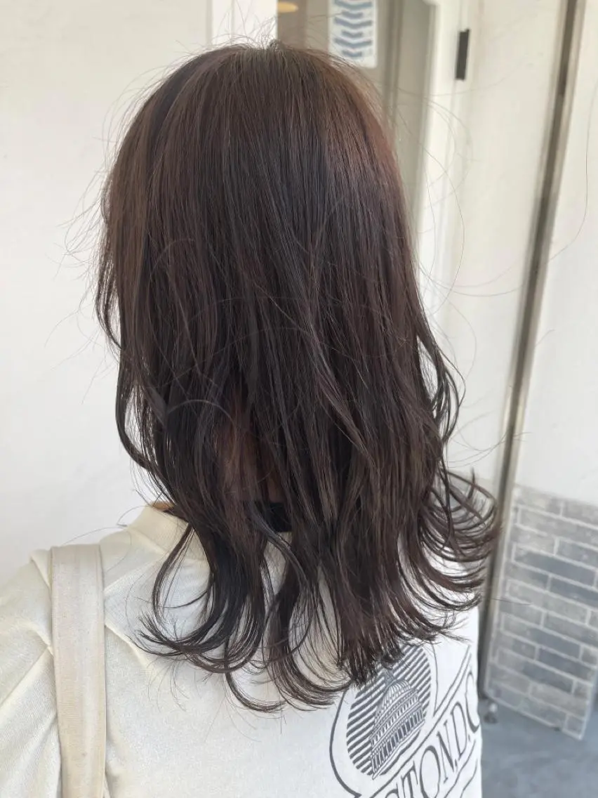 ミディアム カラー グレージュ ラベンダーカラー ラベンダーグレージュ ラベンダーグレー kyon.hair 韓国カットカラーのヘアスタイル