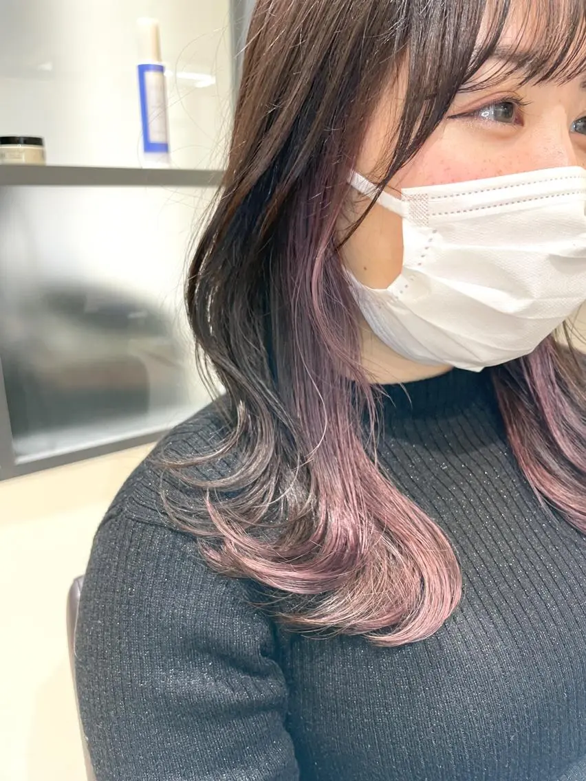 ミディアム カラー ブリーチ ケアブリーチ ダブルカラー イヤリングカラー ハイライトカラー 宮澤 タケル ミディアムヘアのヘアスタイル