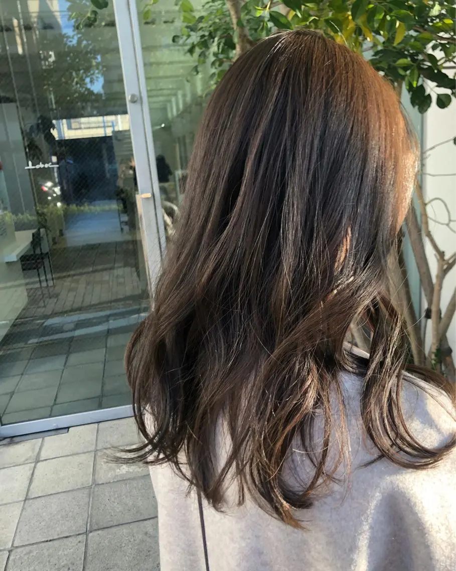 ロング カラー ブリーチ グレージュ イルミナカラー ブリーチなしカラー カット ヘアカラー 千種区/くせ毛カット /尾島光季のヘアスタイル