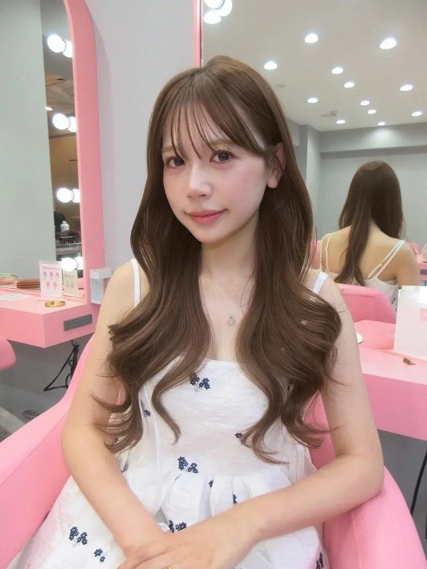 ロング カラー アッシュ ベージュカラー ブリーチ ブルーカラー ブルージュ カット ヘアカラー トリートメント ヘアセット 渋谷美容室/韓国ヘア /misakiのヘアスタイル
