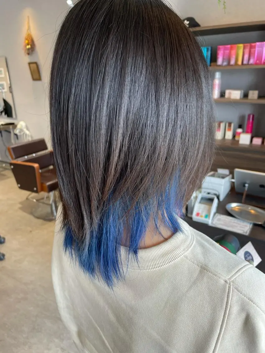 ミディアム パーマ ヘアカラー 山本 貴弘のヘアスタイル