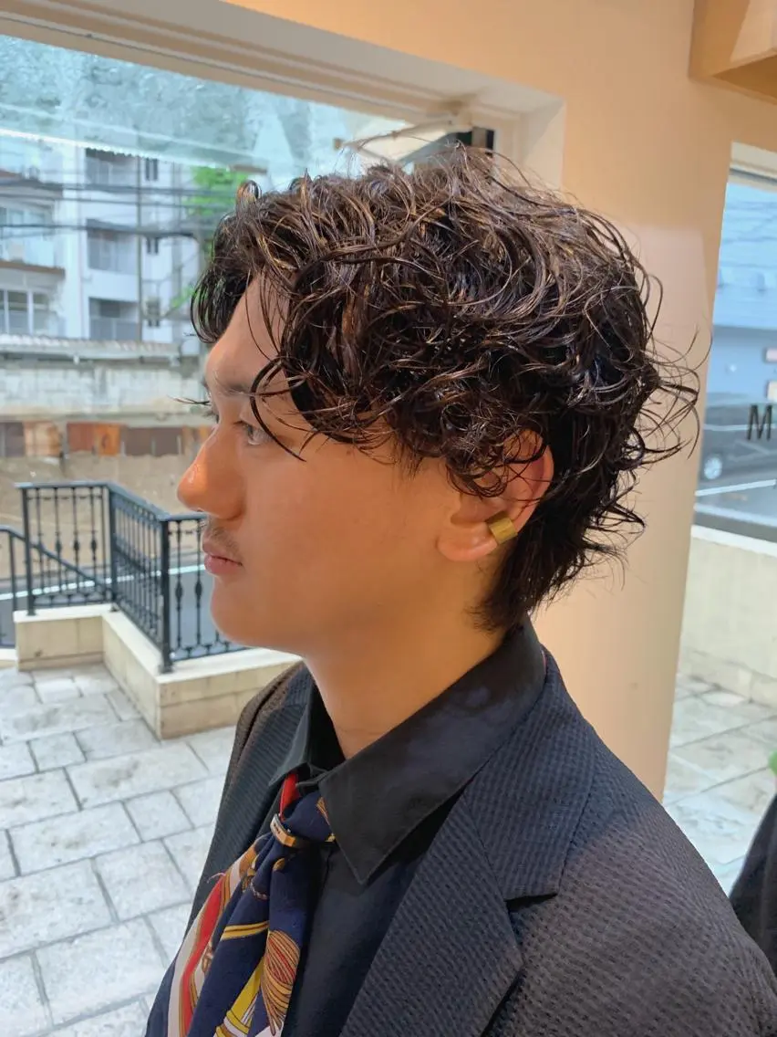 ミディアム パーマ メンズ カット パーマ 🌿パーマ大好評 メンズ特化🌿ワタルのヘアスタイル