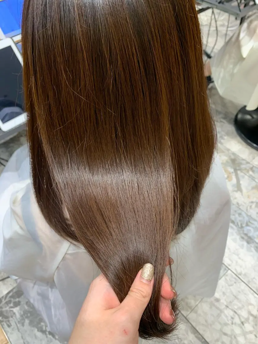 セミロング カラー 黒髪 ブリーチ ブリーチなしカラー 伸ばしかけ 髪質改善 美髪ヘッドスパ🫧 西山紗奈江💆♀️のヘアスタイル