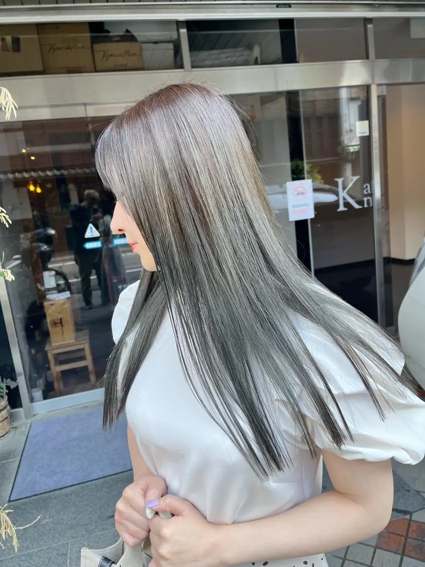 ロング カラー 透明感カラー グレージュ オリーブグレージュ オリーブグレー カット ヘアカラー トリートメント HIYOSHI　✂︎ 艶髪職人のヘアスタイル