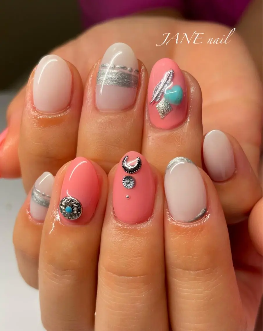 ネイル フットネイル 大理石ネイル(マーブル) ピンク 夏ネイル ハンドネイル Nail Salon JANEのネイルデザイン