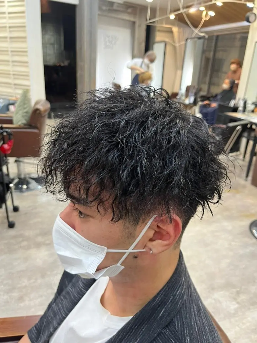 セミロング パーマ カラー ヘアアレンジ セミロングパーマ アディクシーカラー アッシュ バレイヤージュ ミストバング 【N°deseo】 吉祥寺のヘアスタイル