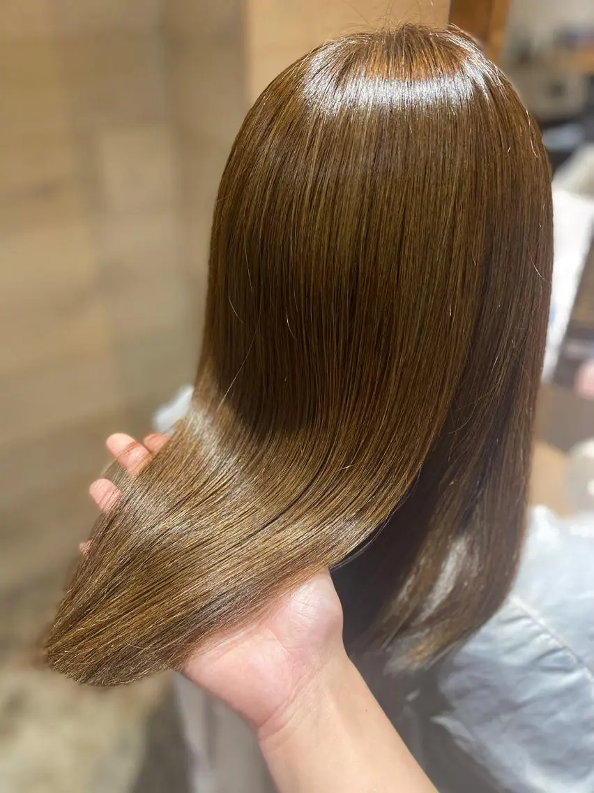 ミディアム カラー カット ヘアカラー トリートメント 髪質改善×矯正🫧 韓国ヘアasamiのヘアスタイル