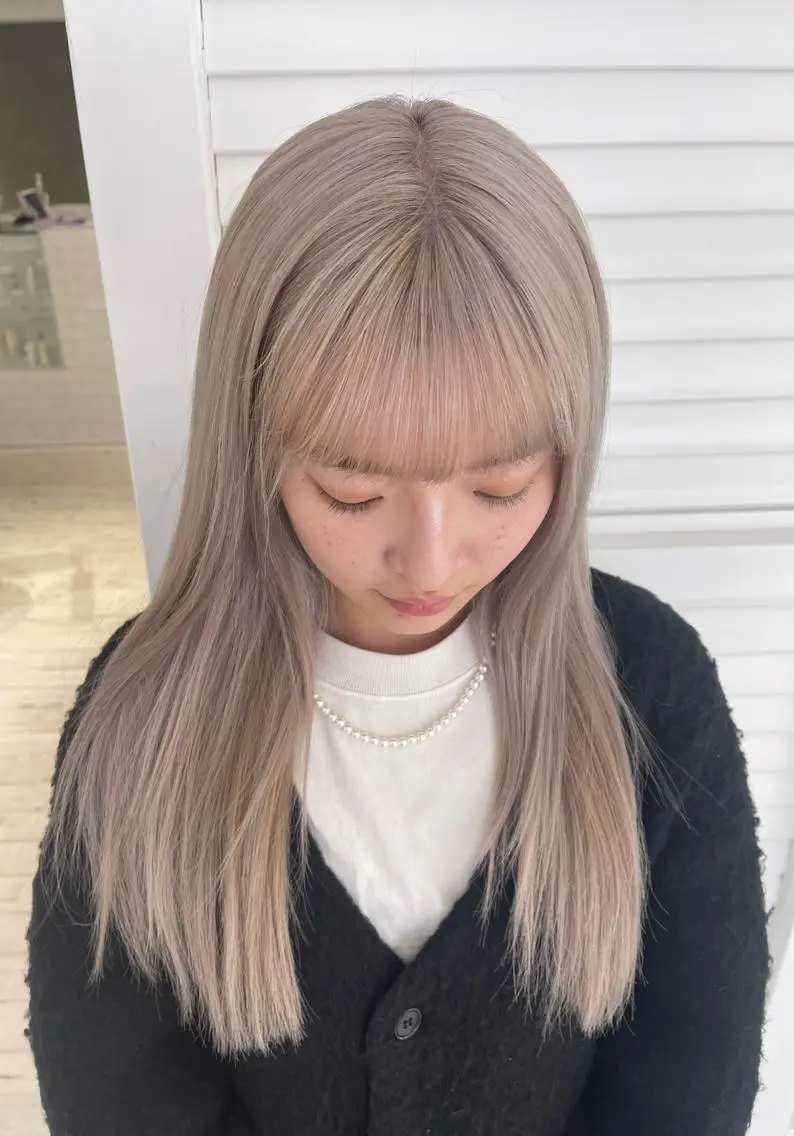 ロング カラー ベージュカラー ホワイトベージュ 髪質改善 ボブ・韓国ヘア特化 美容師💕織茂ひかりのヘアスタイル