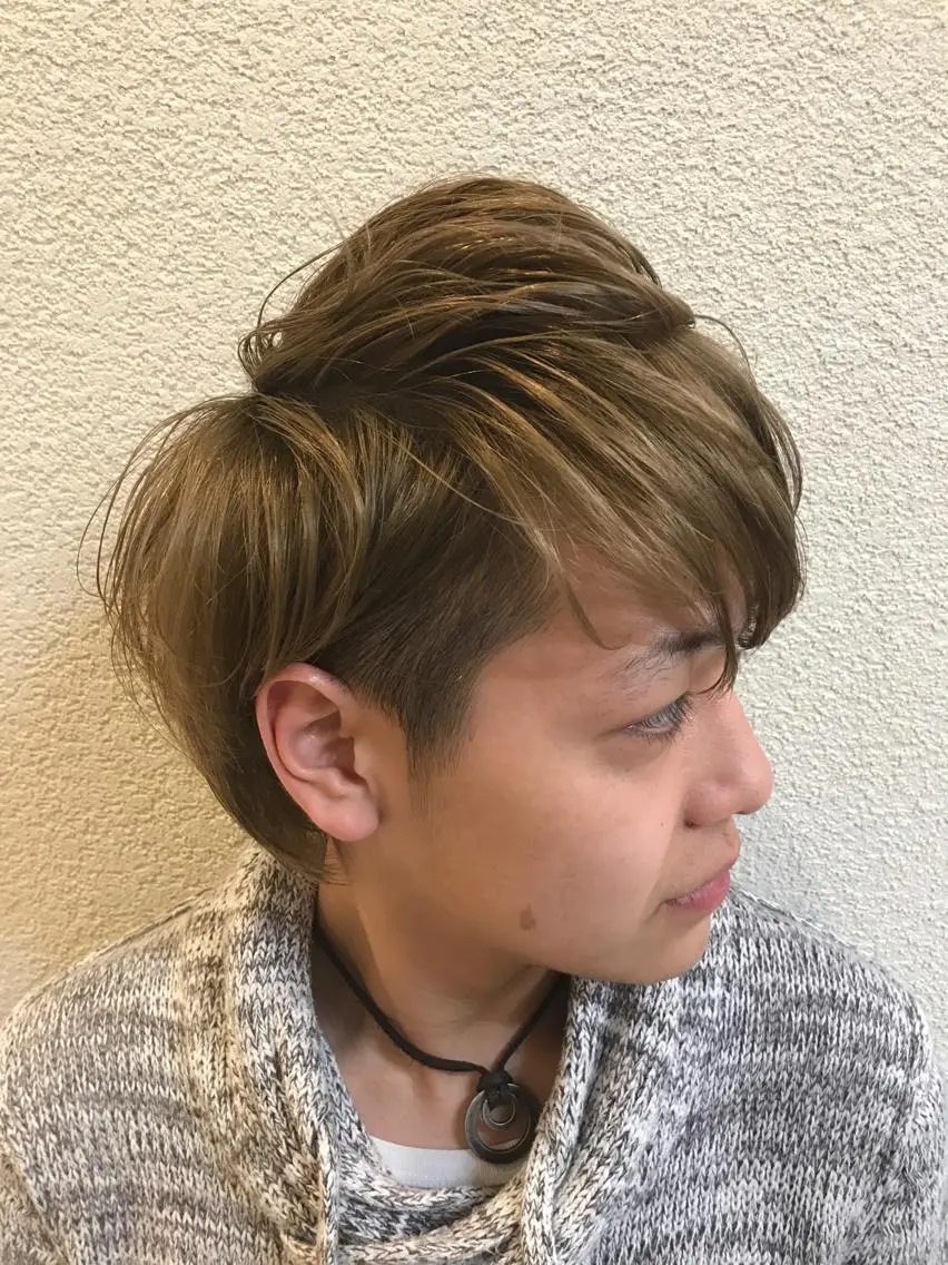 カラー パーマ メンズ 豊中駅3分eha レッスンモデルのヘアスタイル