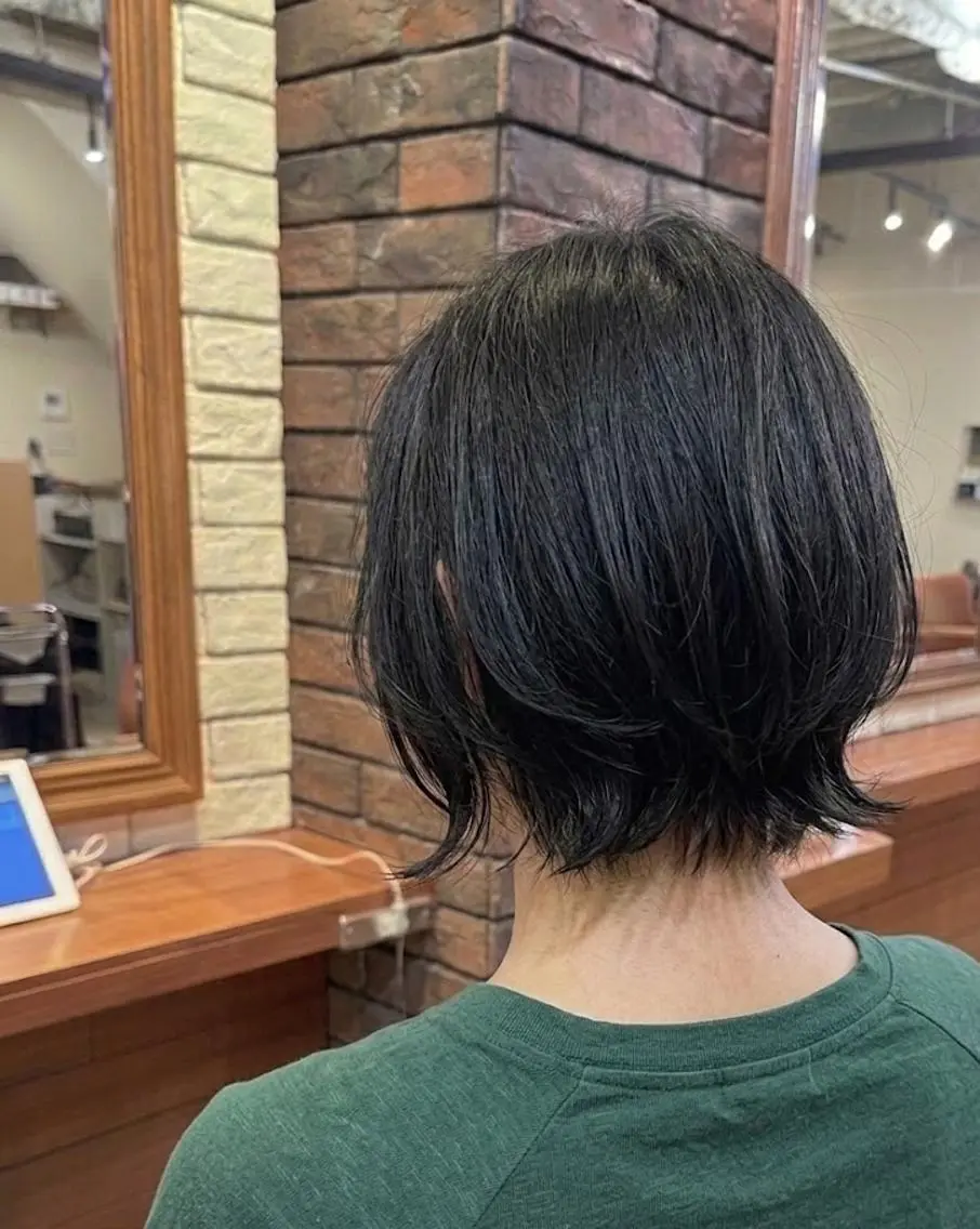 ミディアム ボブ ハイライト 外ハネヘア カット トリートメント ヘッドスパ flencia 丸 和博｜カットのヘアスタイル