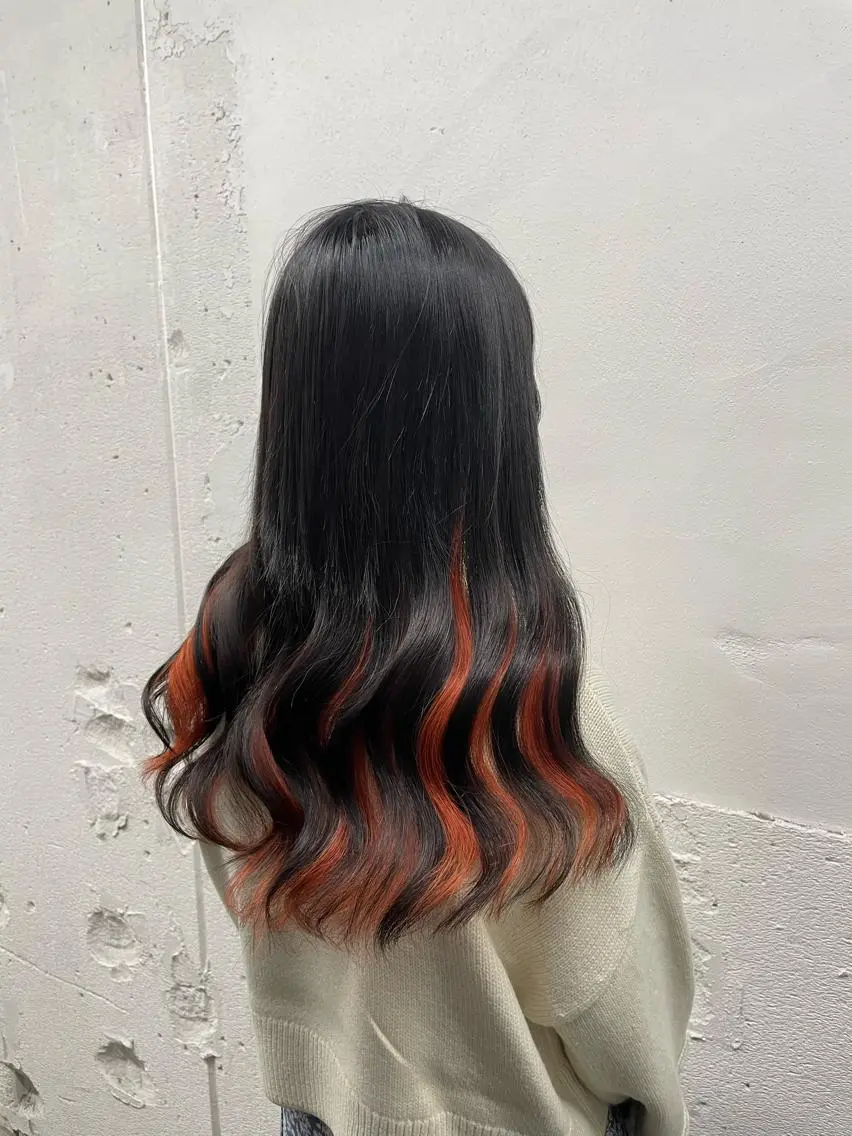 ロング カラー シールエクステ バレイヤージュ ミストバング ダブルカラー  フェイスフレーミング ヘアカラー エクステ 🧡艶髪/エクステ 🫧🧡YUKI❄️のヘアスタイル