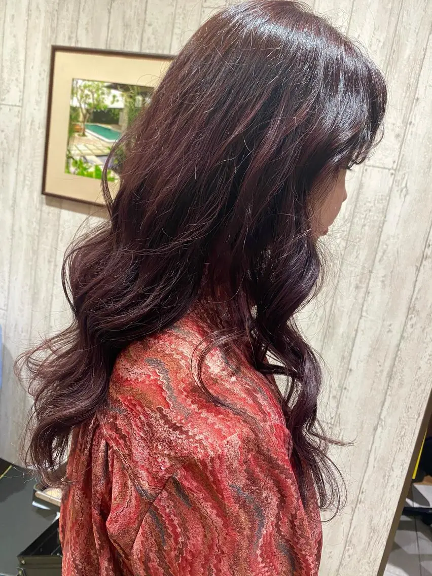 ロング カラー ブリーチ グラデーションカラー ピンクカラー バイオレットカラー ヘアカラー トリートメント 🦋店長🦋 ほんさわ みずきのヘアスタイル