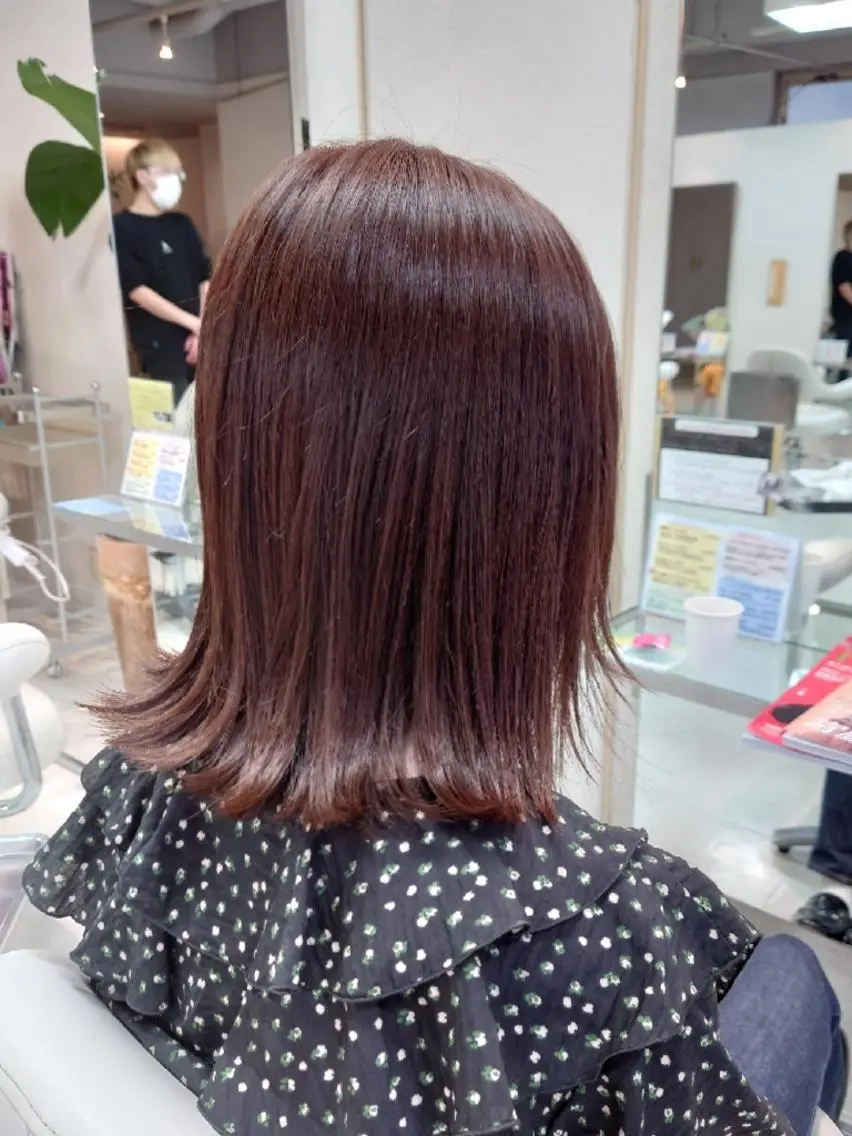 ミディアム カラー ベージュカラー ピンクカラー ピンクベージュ ヘアカラー nagane sayakaのヘアスタイル