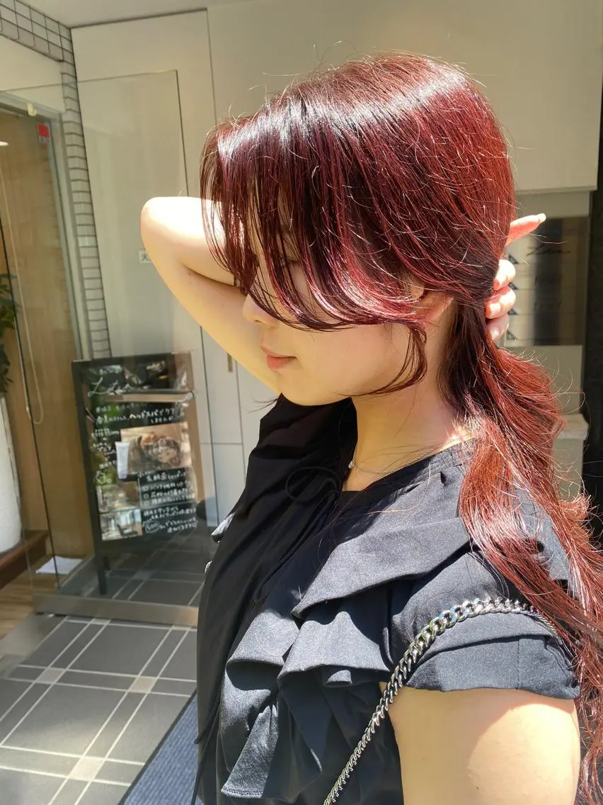 セミロング カラー カット ヘアカラー トリートメント レイヤーカット /透明感/千葉怜寿のヘアスタイル