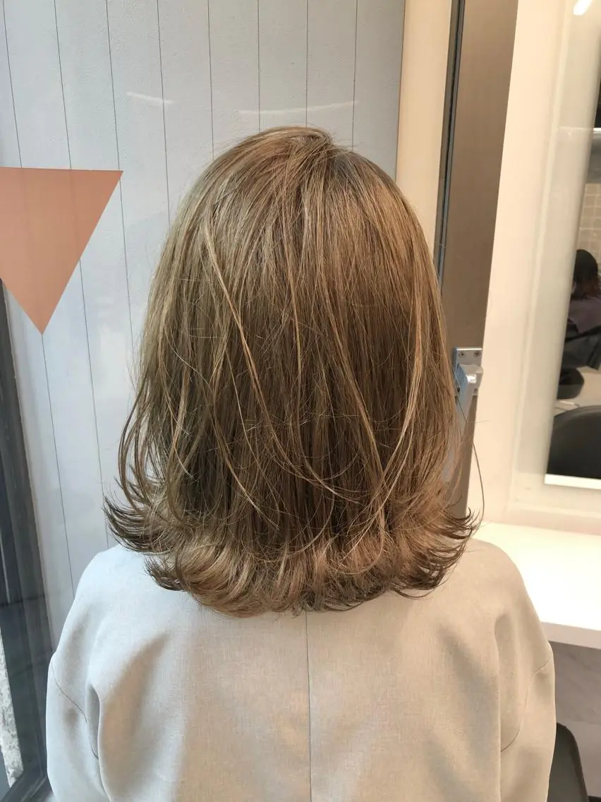 セミロング カラー パーマ ヘアアレンジ メンズ キッズ ネイル マツエク・マツパ 上品＆韓国風 🥀海心🥀のヘアスタイル