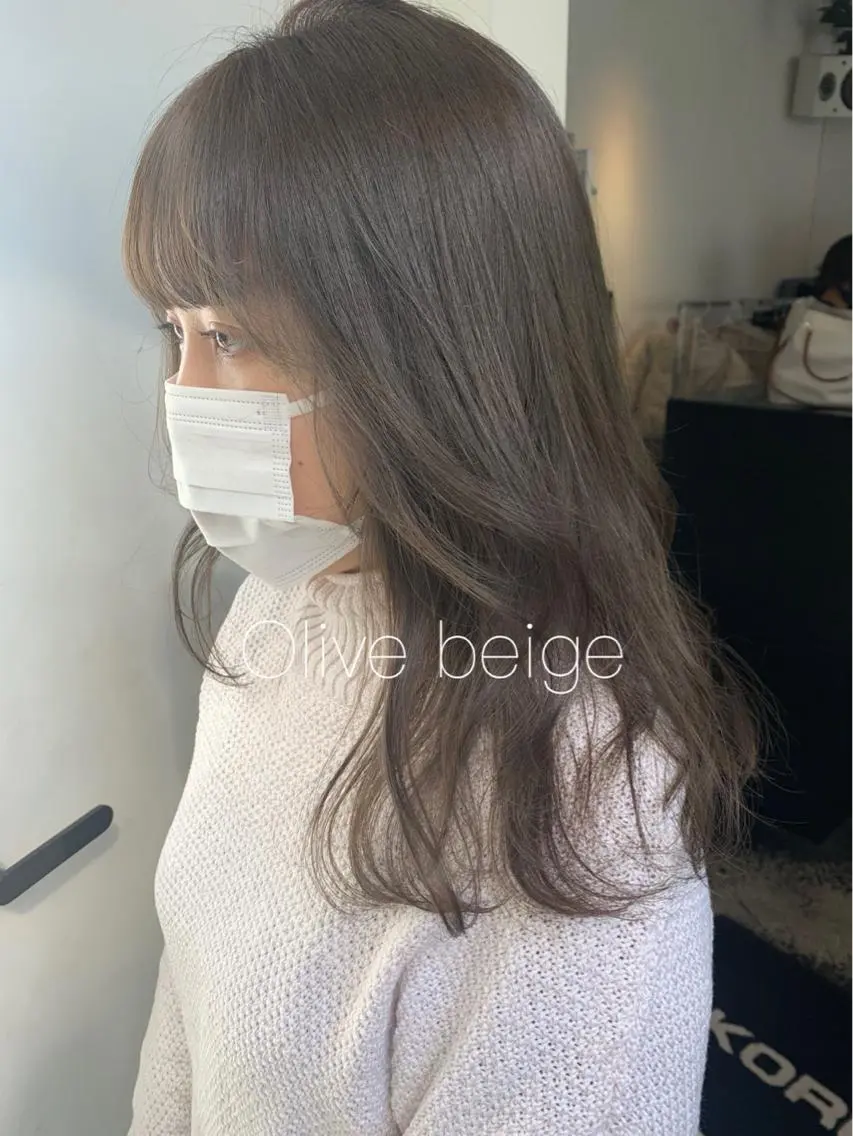 ミディアム カラー ブリーチ 透明感カラー グレージュ ブリーチなしカラー オリーブグレージュ レイヤーカット/艶髪 ✨💭KIRARIのヘアスタイル
