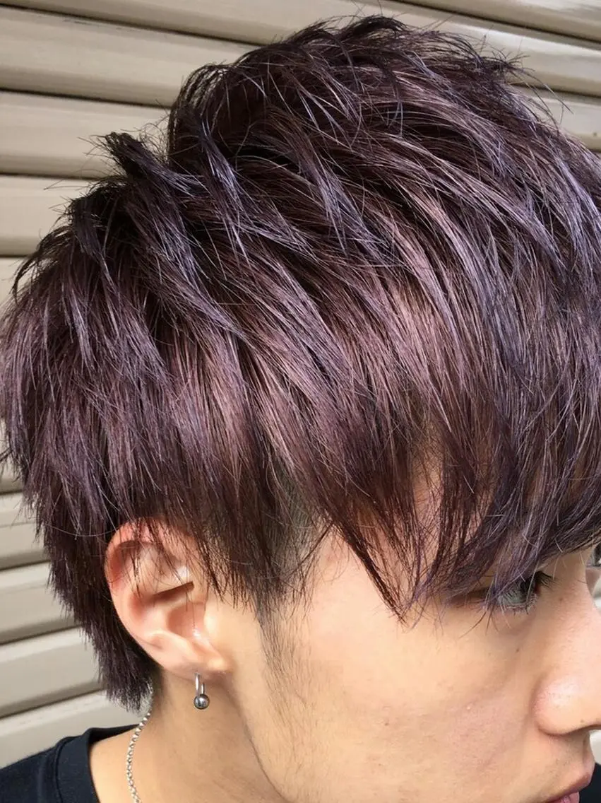 ショート メンズ カラー パーマ タッセルボブ× 美髪・髪質改善のヘアスタイル