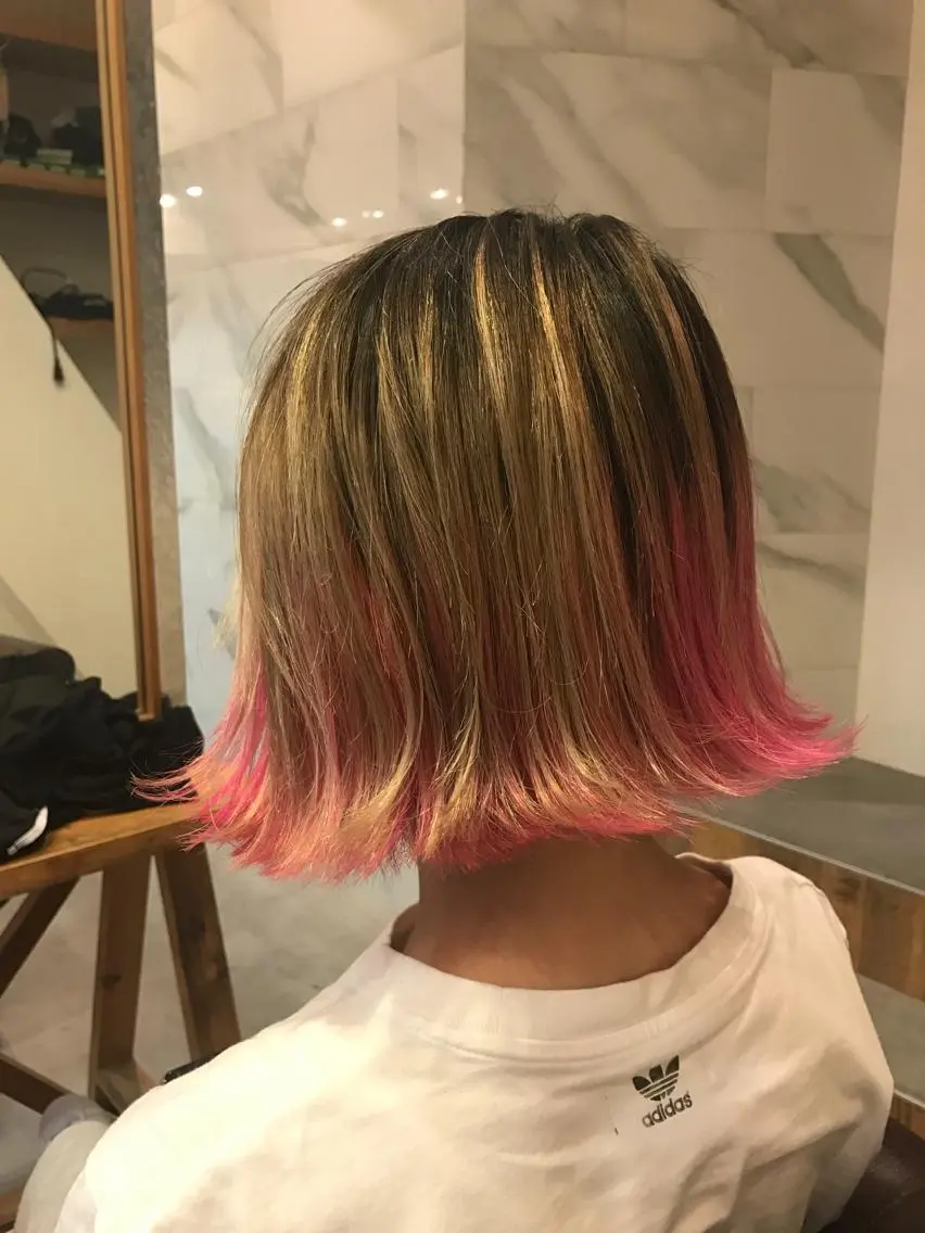 ショート カラー ハイライトカラー ピンクカラー ハイライト みうら ミウラのヘアスタイル