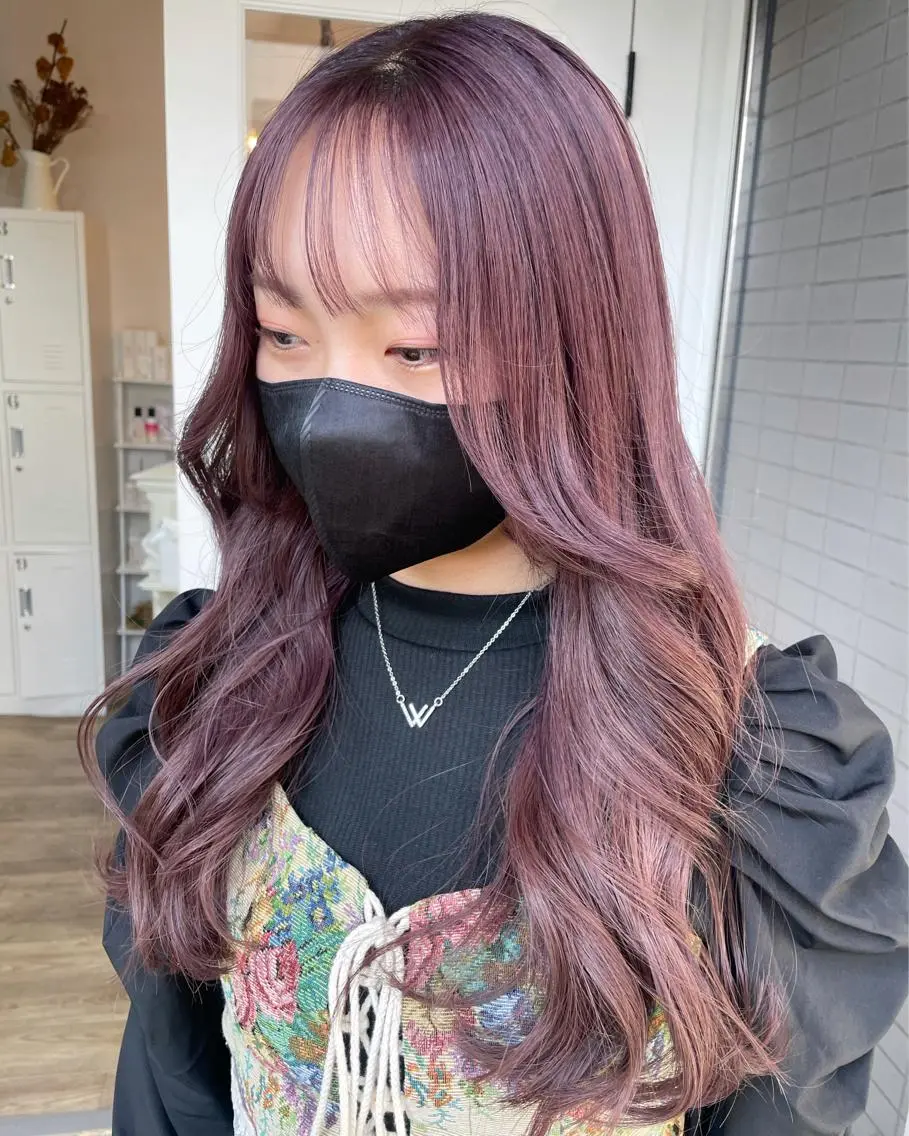 ロング カラー ヘアアレンジ ラベンダーカラー ヘアカラー トリートメント 酸性縮毛矯正 梅田茶屋町 Juriのヘアスタイル