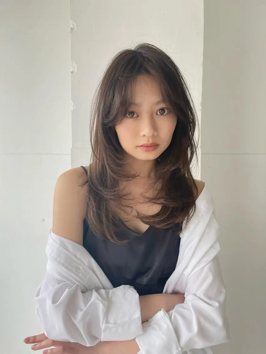 ロング 顔周りカット ハイレイヤー レイヤーカット ARISA 学芸大学/海外ヘアのヘアスタイル