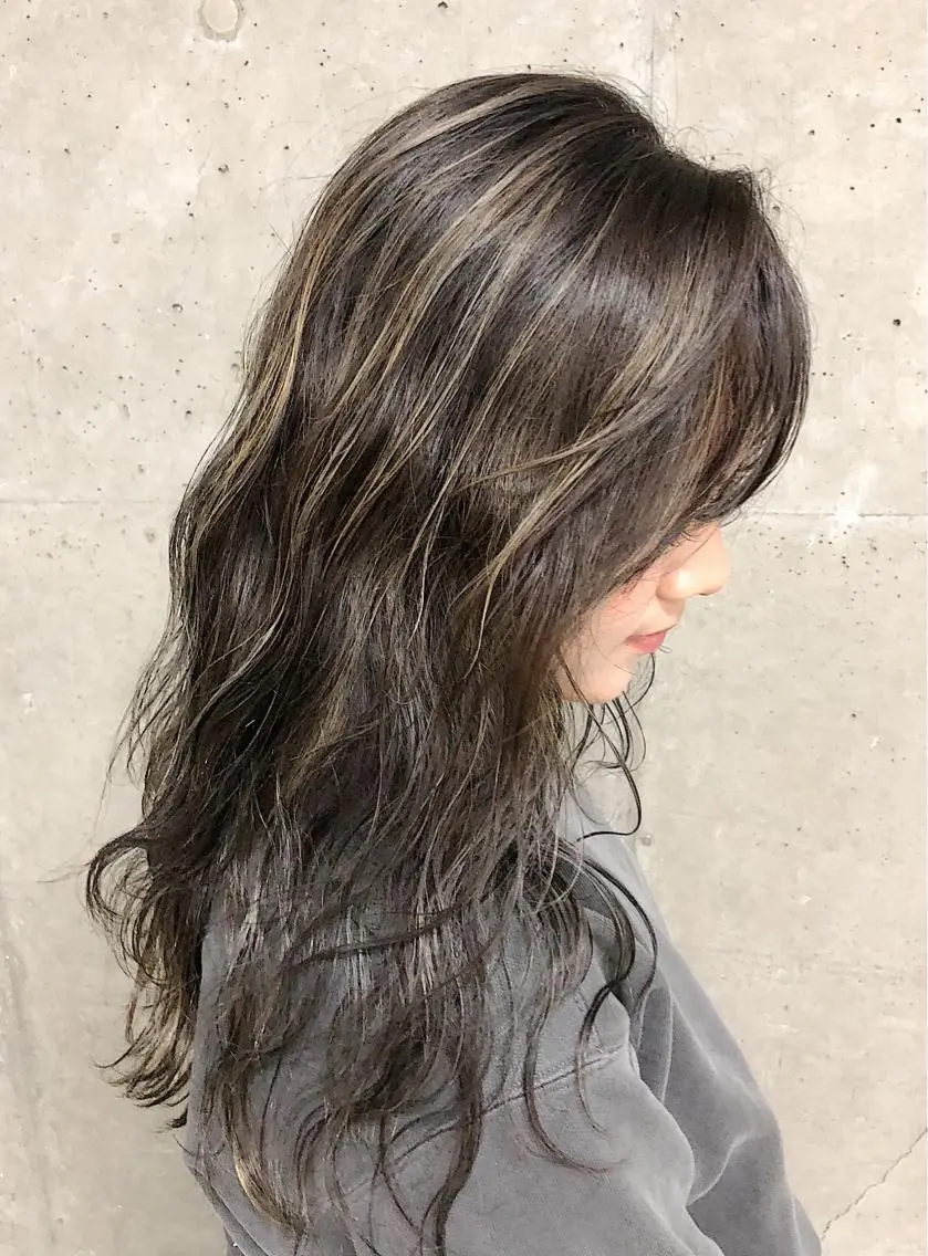 ロング カラー ハイライトカラー ハイライト ノンダメージ髪質改善 カラー💎/KURAのヘアスタイル