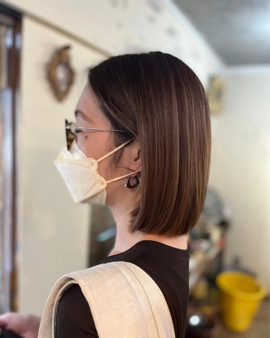 ミディアム トリートメント カット ヘアカラー トリートメント 松田 真のヘアスタイル