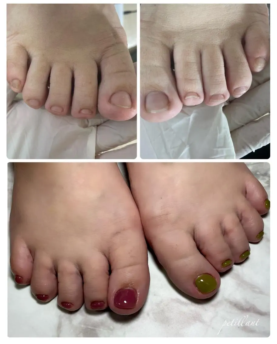 ネイル 長さ出し フットネイル nail salon petillantのネイルデザイン