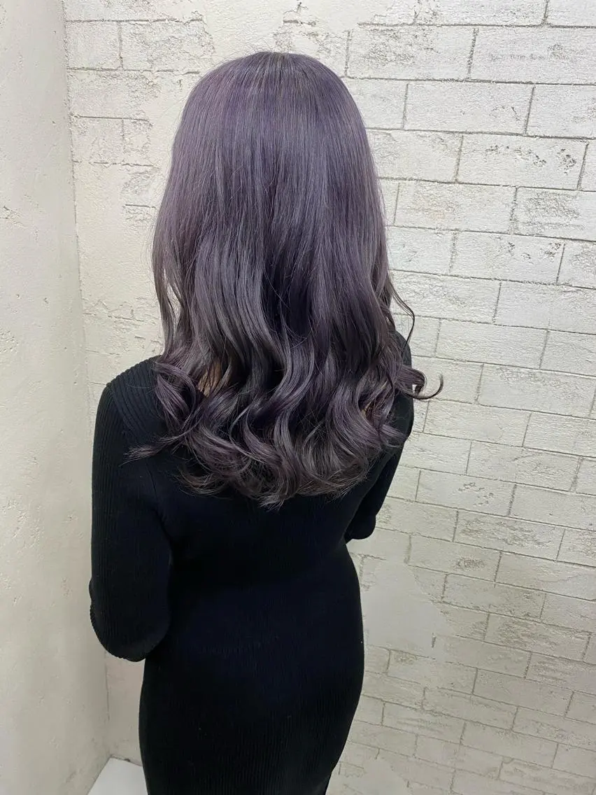 ロング カラー ラベンダーカラー グレージュ達人/赤み 消し/ブリーチ/岩崎のヘアスタイル
