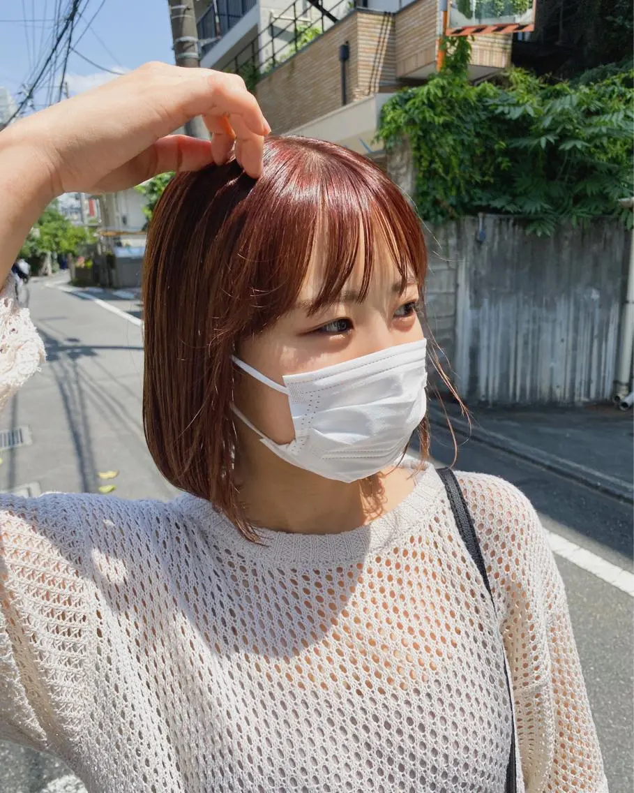 ショート カラー yumeka🩶ボブ 暖色/透け感カラーのヘアスタイル