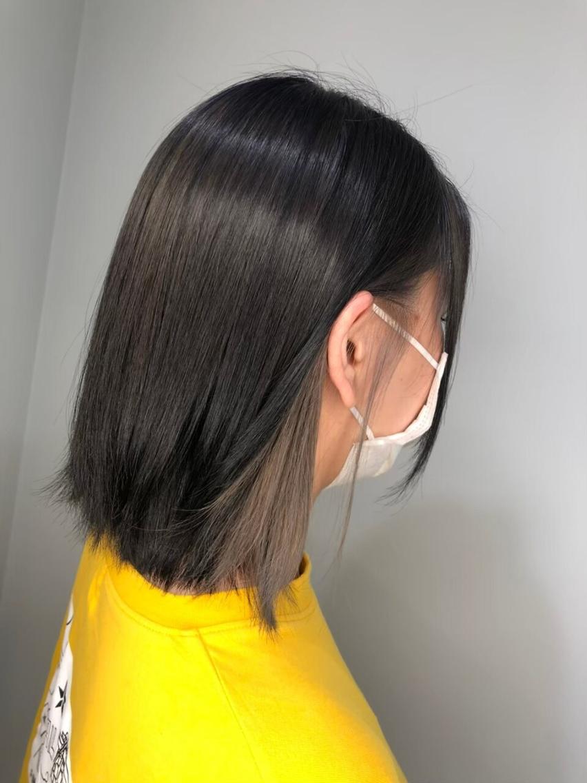 ロング ミストバング ボブ ハイライト かきあげバング トップスタイリスト ✨KIRIKA中野✨のヘアスタイル