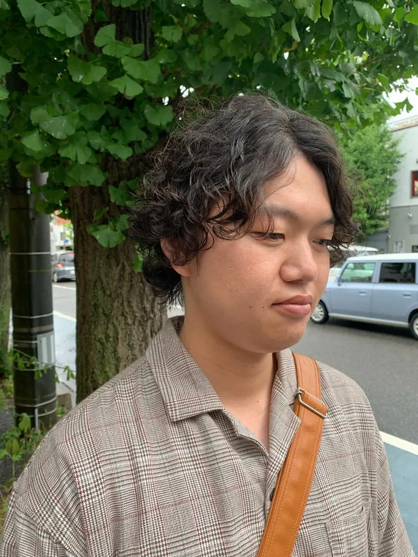 ミディアム パーマ メンズ カット パーマ 宮嶋 勇輔のヘアスタイル