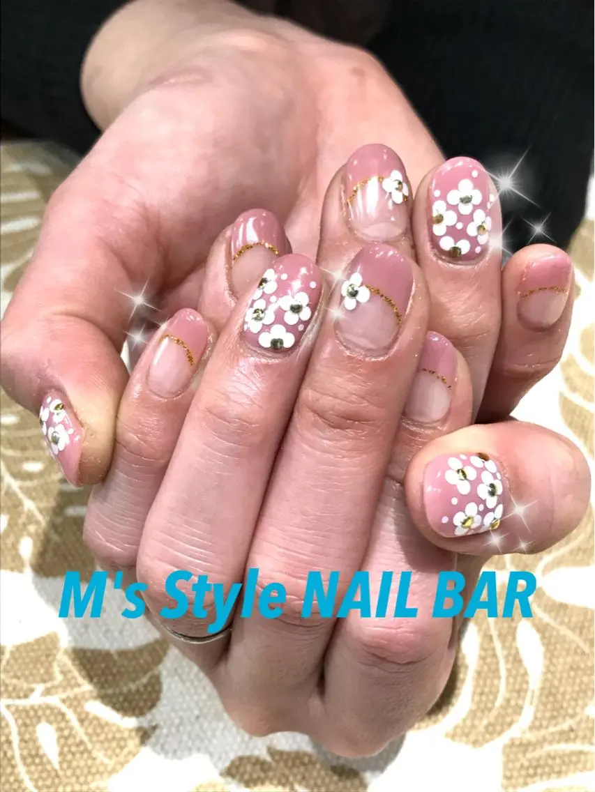 ネイル ピンク 春ネイル ハンドネイル M's Style NAIL BARのネイルデザイン