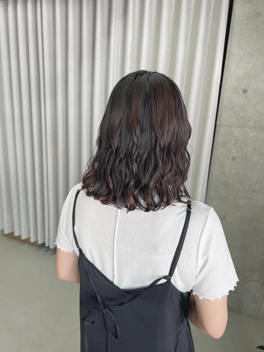 ミディアム パーマ カット パーマ トリートメント ボブパーマコテ巻き風 パーマNo1深江秀平のヘアスタイル