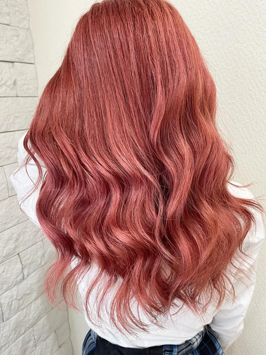 カラー ピンクカラー ヘアカラー トリートメント Kazu 🌠名古屋 ハイトーン/レイヤーのヘアスタイル