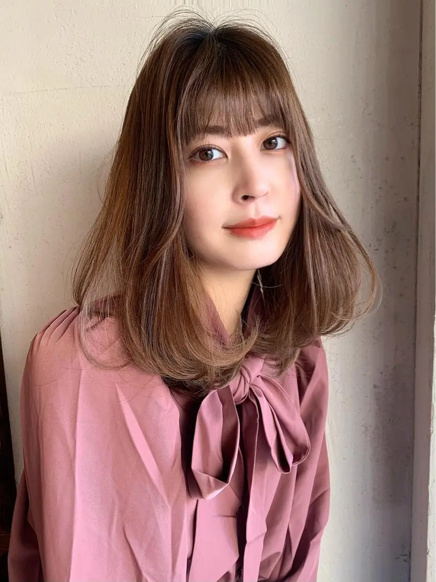 ミディアム カラー カット ヘアカラー トリートメント 透明感カラー✂︎ /縮毛矯正/YUKAのヘアスタイル