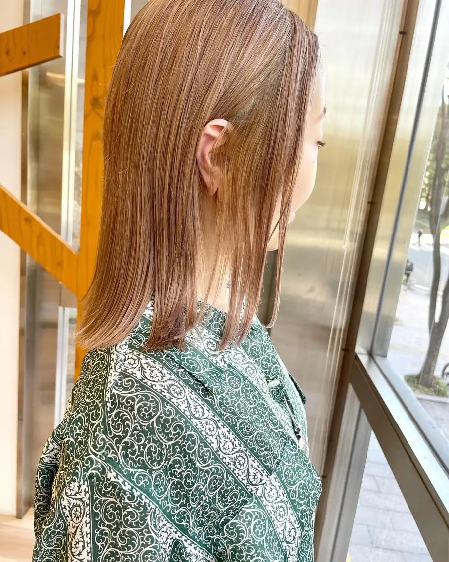 ミディアム カラー ブリーチ ケアブリーチ 透明感カラー 髪質改善カラー/ボブ 🌻Mutsumiのヘアスタイル